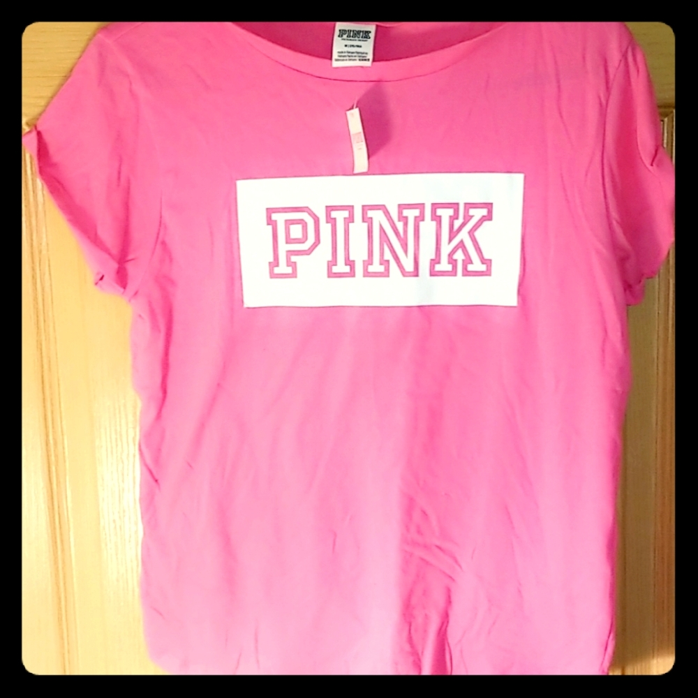 Pink and white Victoria's Secret t shirt size M